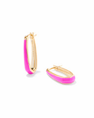 Kelsey Hoop Earrings in Gold Pink Enamel from Kendra Scott.