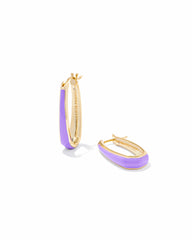 Kelsey Hoop Earrings in Gold Purple Enamel from Kendra Scott.