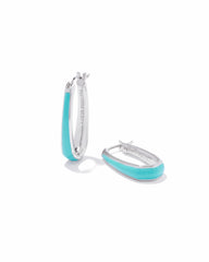 Kelsey Hoop Earrings in Silver Turquoise Enamel from Kendra Scott.