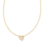 KENDRA SCOTT FRAMED ARI HEART SHORT PENDANT NECKLACE GOLD IRIDESCENT ABALONE.