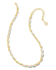 A Kendra Scott Bailey Chain Necklace in Gold White Mix.