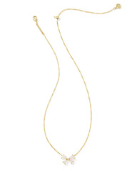 Kendra Scott Blair Bow Small Short Pendant Necklace in gold iridescent drusy.