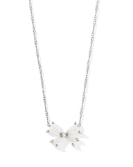 Kendra Scott Blair Bow Small Short Pendant Necklace in silver iridescent drusy.