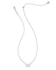 Kendra Scott Blair Bow Small Short Pendant Necklace in silver iridescent drusy.