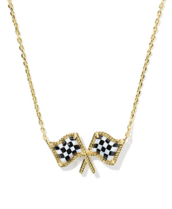 Checkered Flag Short Pendant Necklace