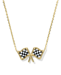 Checkered Flag Short Pendant Necklace