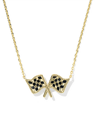 Checkered Flag Short Pendant Necklace