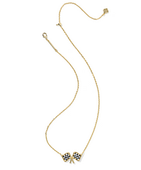 Checkered Flag Short Pendant Necklace