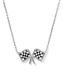 Checkered Flag Short Pendant Necklace