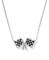 Checkered Flag Short Pendant Necklace