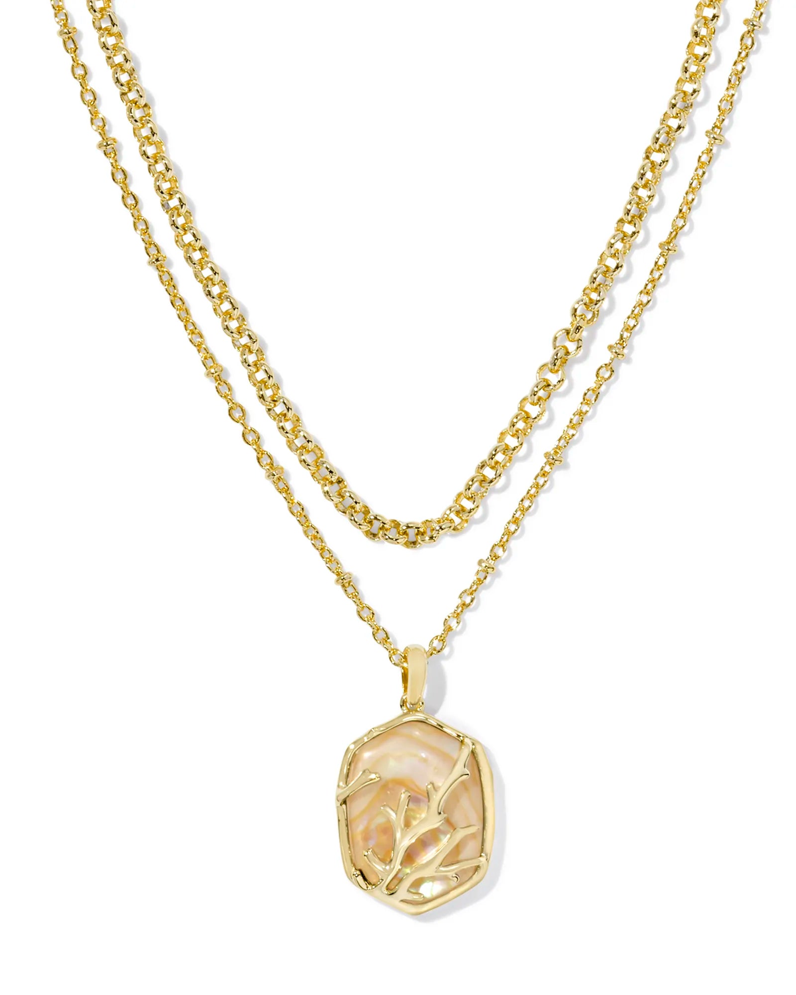 Daphne Coral Frame Multi Strand Necklace.