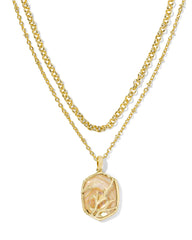 Daphne Coral Frame Multi Strand Necklace.