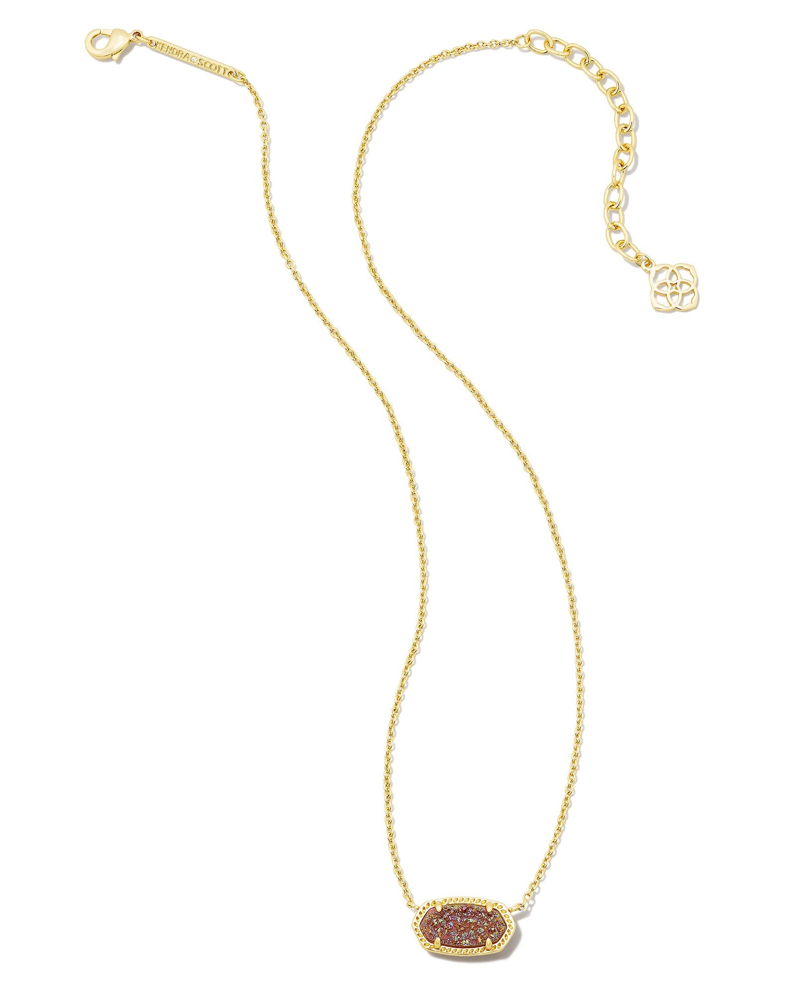 Kendra Scott Elisa Pendant Necklace Gold Spice Drusy.