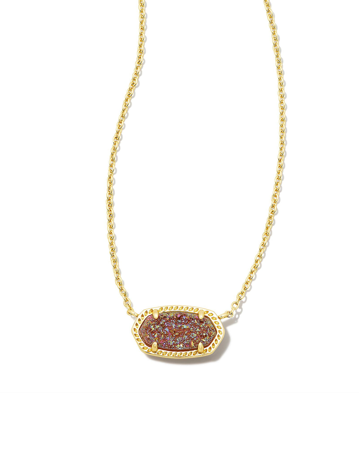 Kendra Scott Elisa Pendant Necklace Gold Spice Drusy.