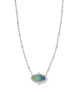 Elisa Petal Framed Short Pendant Necklace - Aqua Ombre Drusy- Kendra Scott