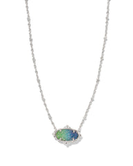 Elisa Petal Framed Short Pendant Necklace - Aqua Ombre Drusy- Kendra Scott