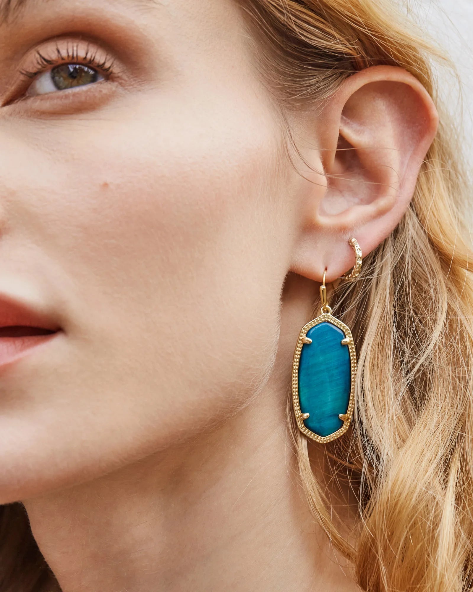 Kendra Scott Elle Drop Earrings in Teal's Tiger's Eye