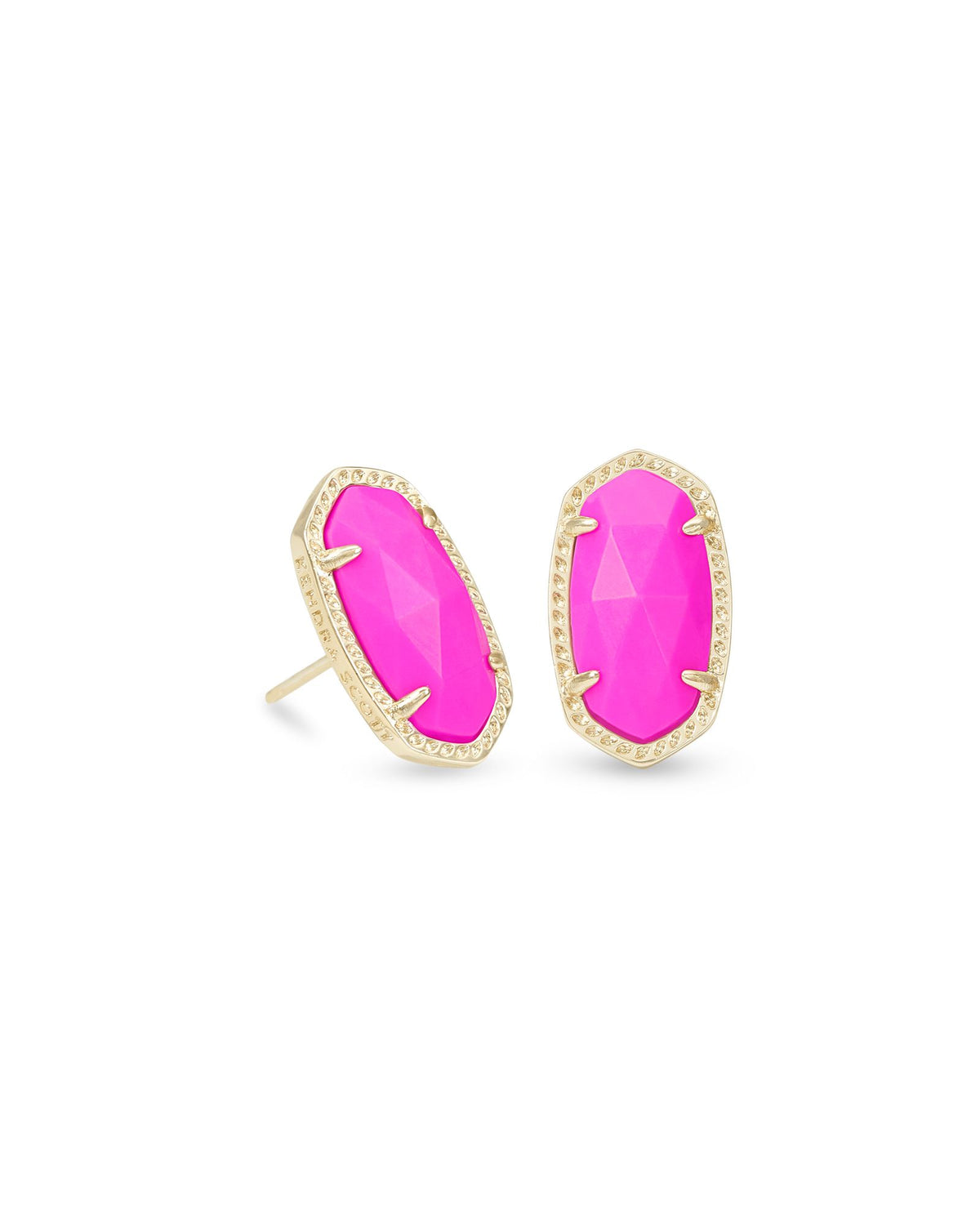 A pair of Ellie stud earrings in Gold Magenta Magnesite. From Kendra Scott.