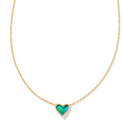 KENDRA SCOTT FRAMED ARI HEART SHORT PENDANT NECKLACE GOLD MOOD STONE.