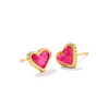 KENDRA SCOTT FRAMED ARI HEART STUD EARRINGS GOLD AZALEA ILLUSION.