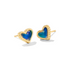 KENDRA SCOTT FRAMED ARI HEART STUD EARRINGS GOLD MOOD STONE.