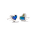 KENDRA SCOTT FRAMED ARI HEART STUD EARRINGS SILVER MOOD STONE.
