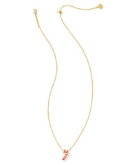 Kendra Scott gold necklace with a candy cane pendant.