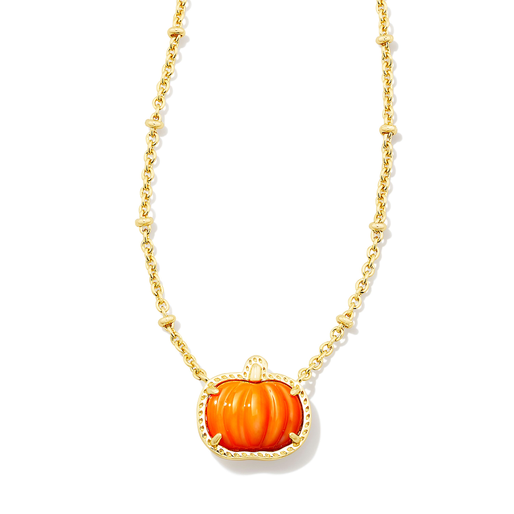 Kendra Scott Pumpkin Short Pendant Necklace in gold.