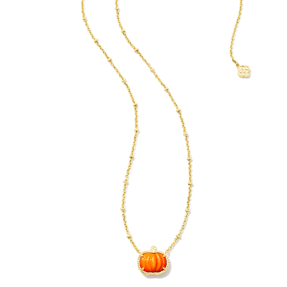 Kendra Scott Pumpkin Short Pendant Necklace in gold.