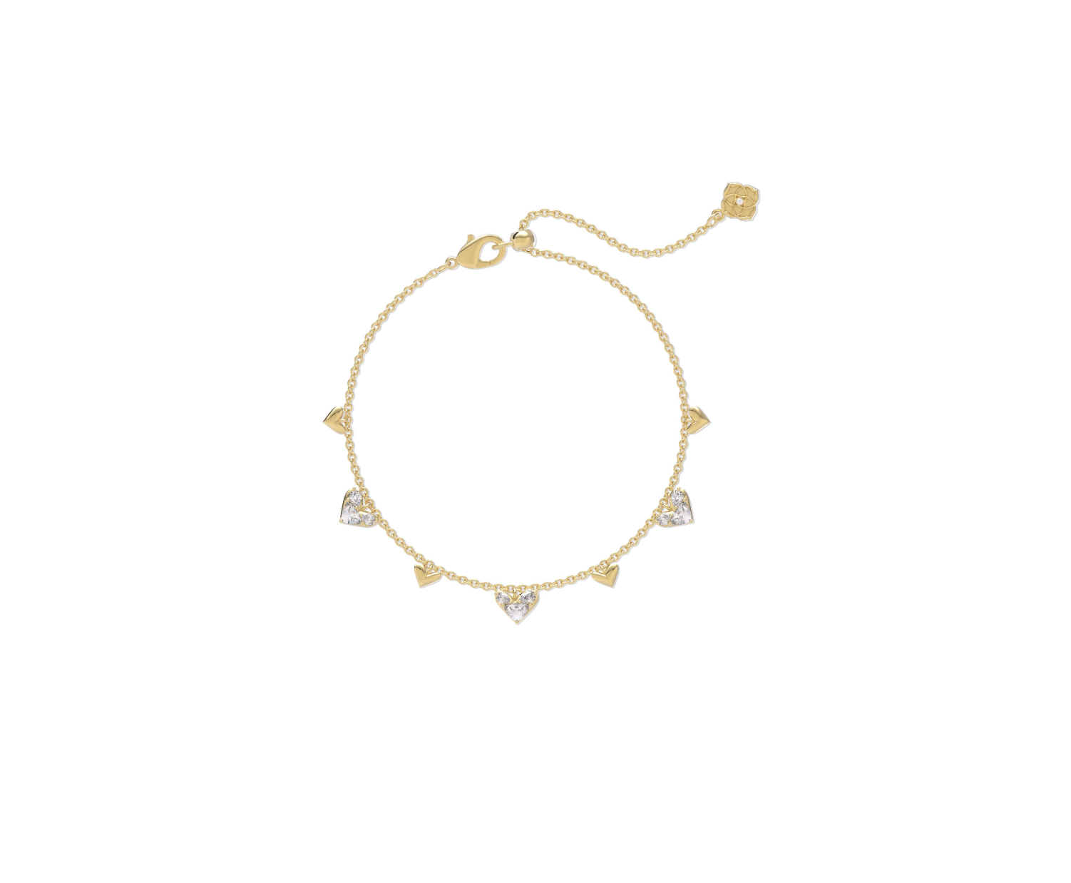 Haven Heart Crystal Chain Bracelet Gold White Cz