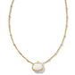 Kendra Scott Pumpkin Short Pendant Necklace in gold natural Mother of Pearl.