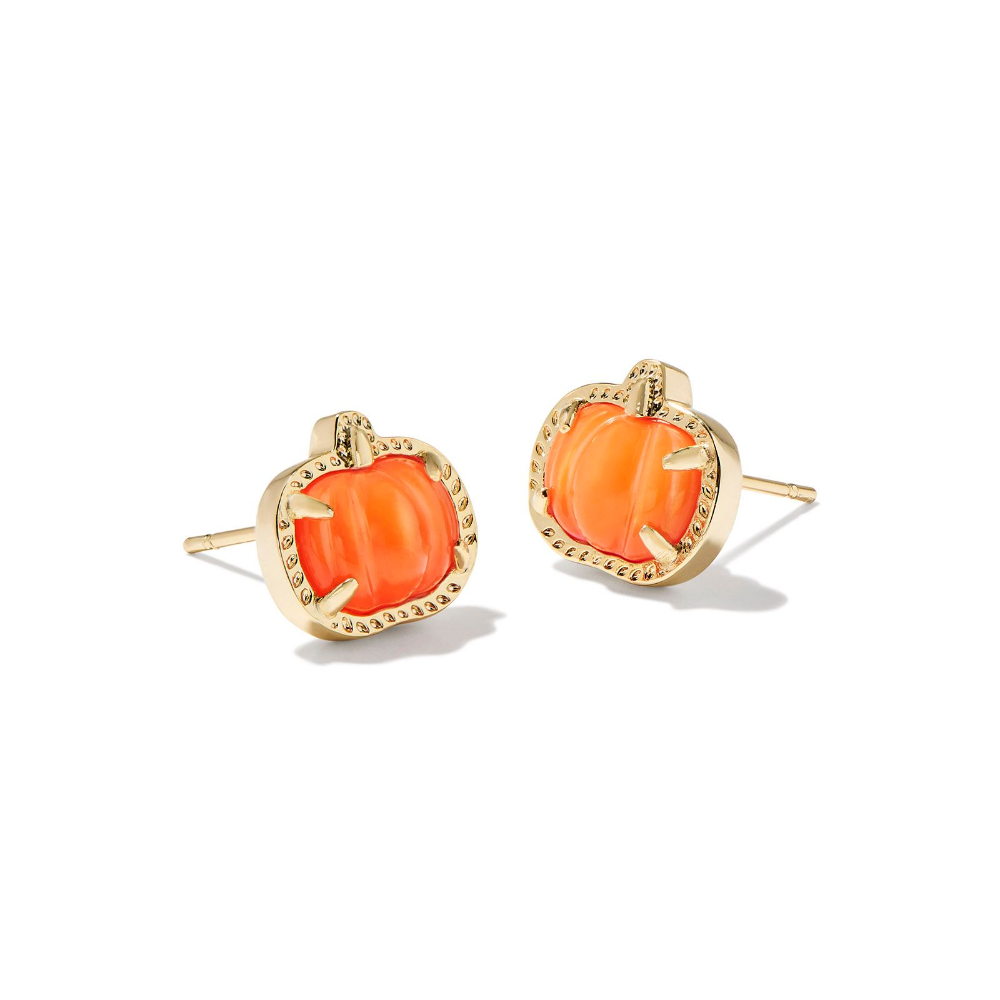 Kendra Scott Pumpkin Stud Earrings in the color gold.