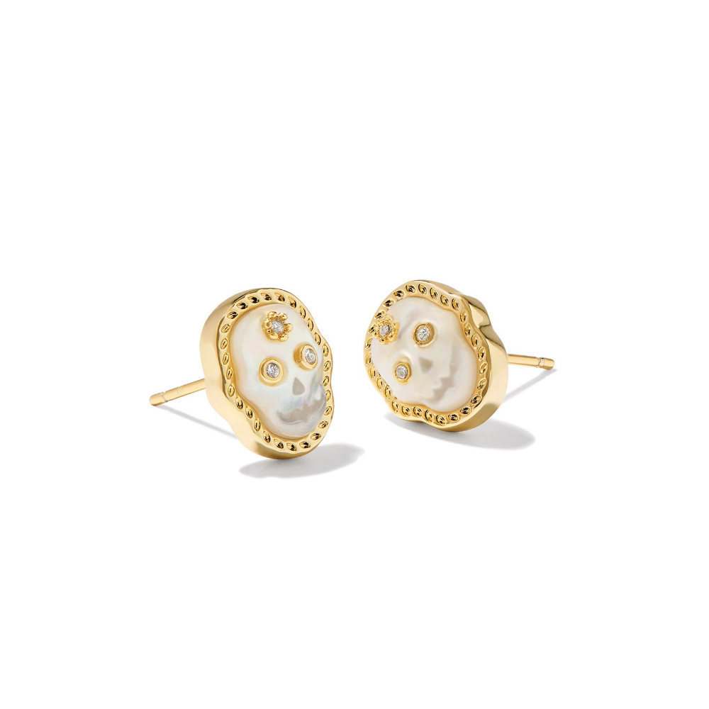 Kendra Scott Skeleton Stud Earrings in Gold.