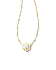 Susie Short Pendant Necklace Gold Bright White