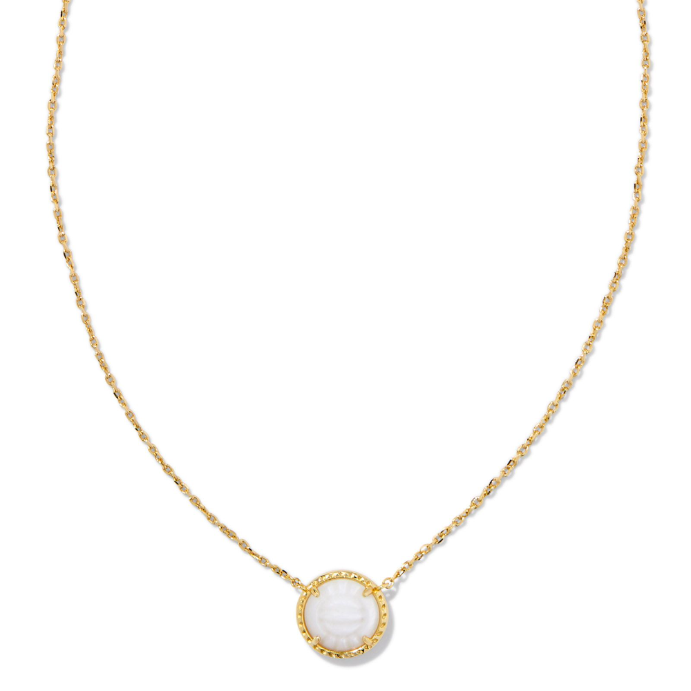 Volleyball themed necklace from Kendra Scott in the color gold.