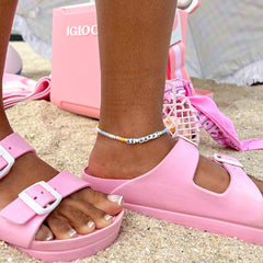 Women's BE HAPPY anklet.