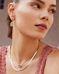 Lee Drop Earrings Gold - Spice Drusy Model View