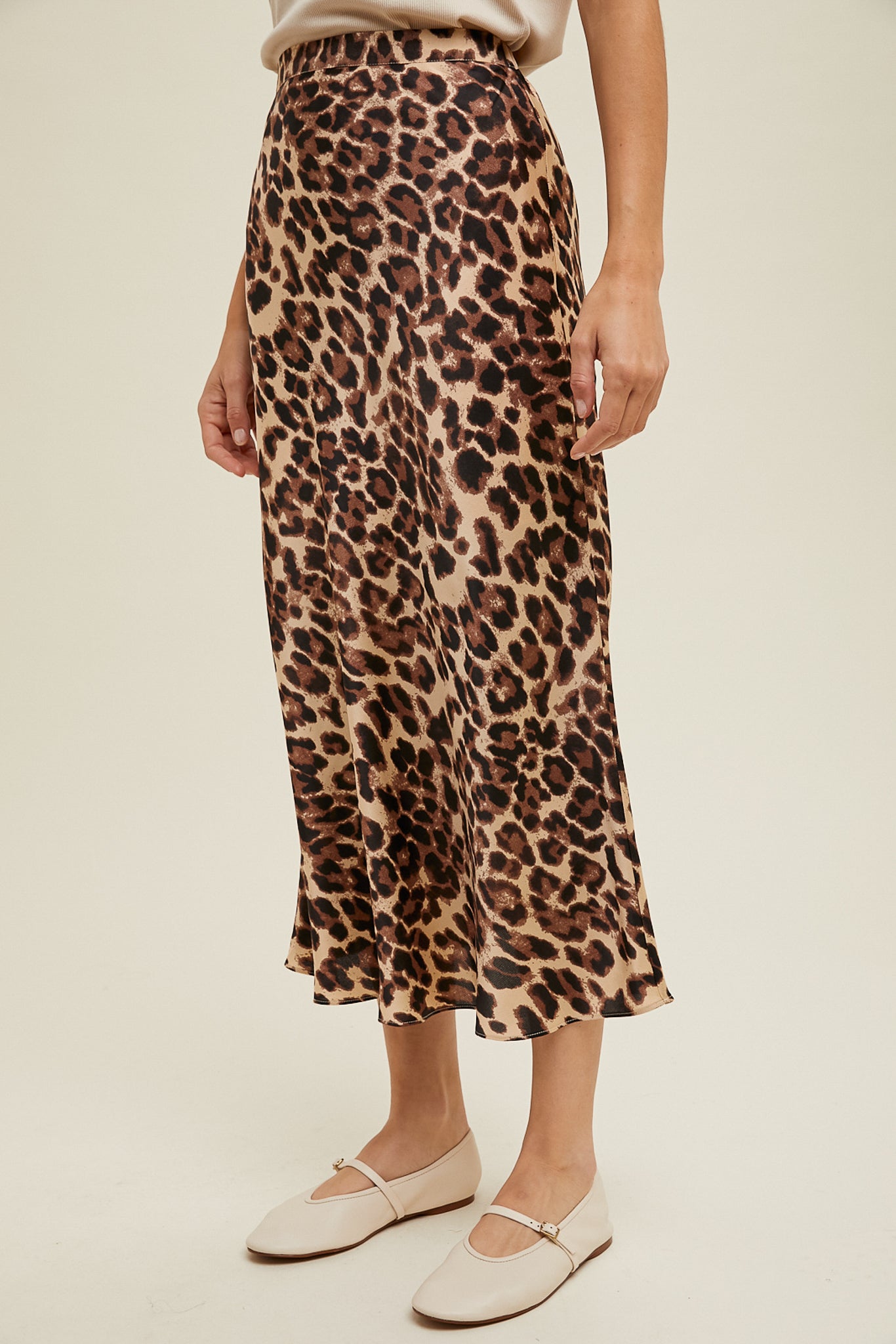 Leopard Midi Satin Pencil Skirt