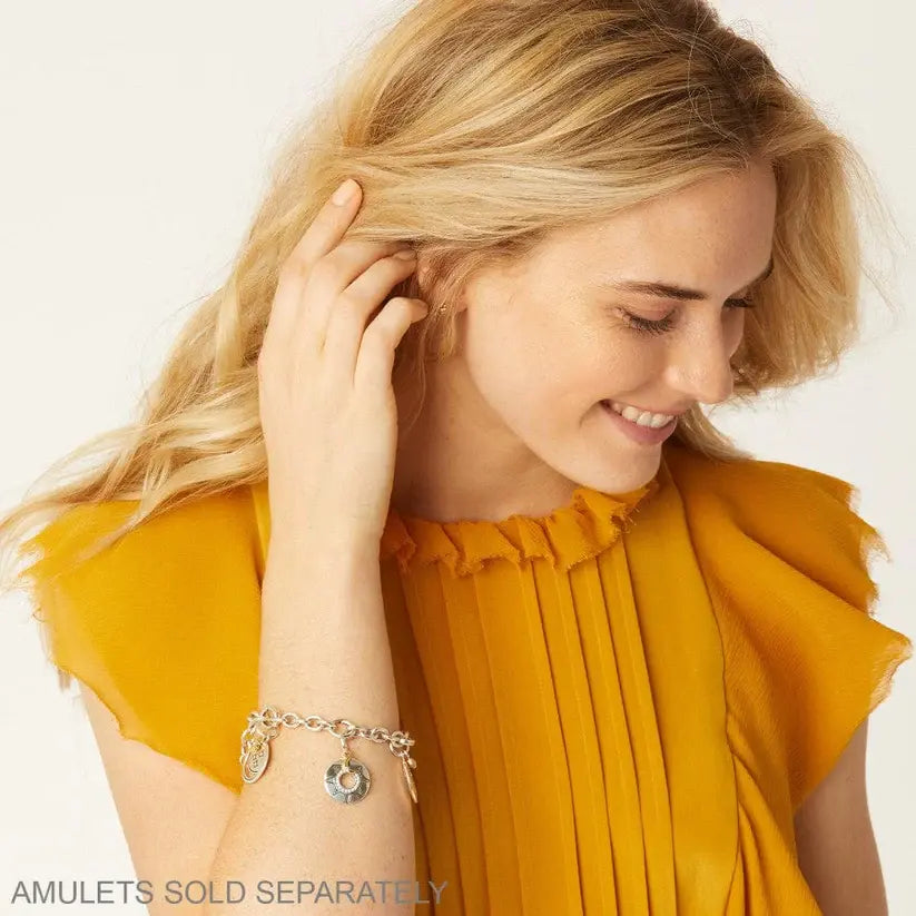 Luxe Silver Charm Link Bracelet Model View