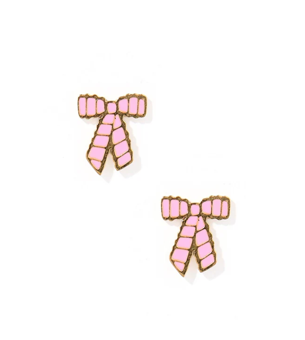 Screwback Stud Earrings - Conley Pink Bow