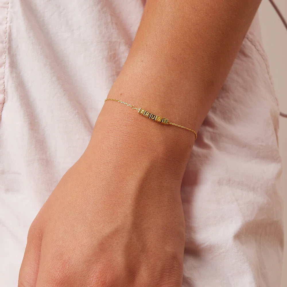 14k Tiny Words Trust Bracelet - Little Words Project