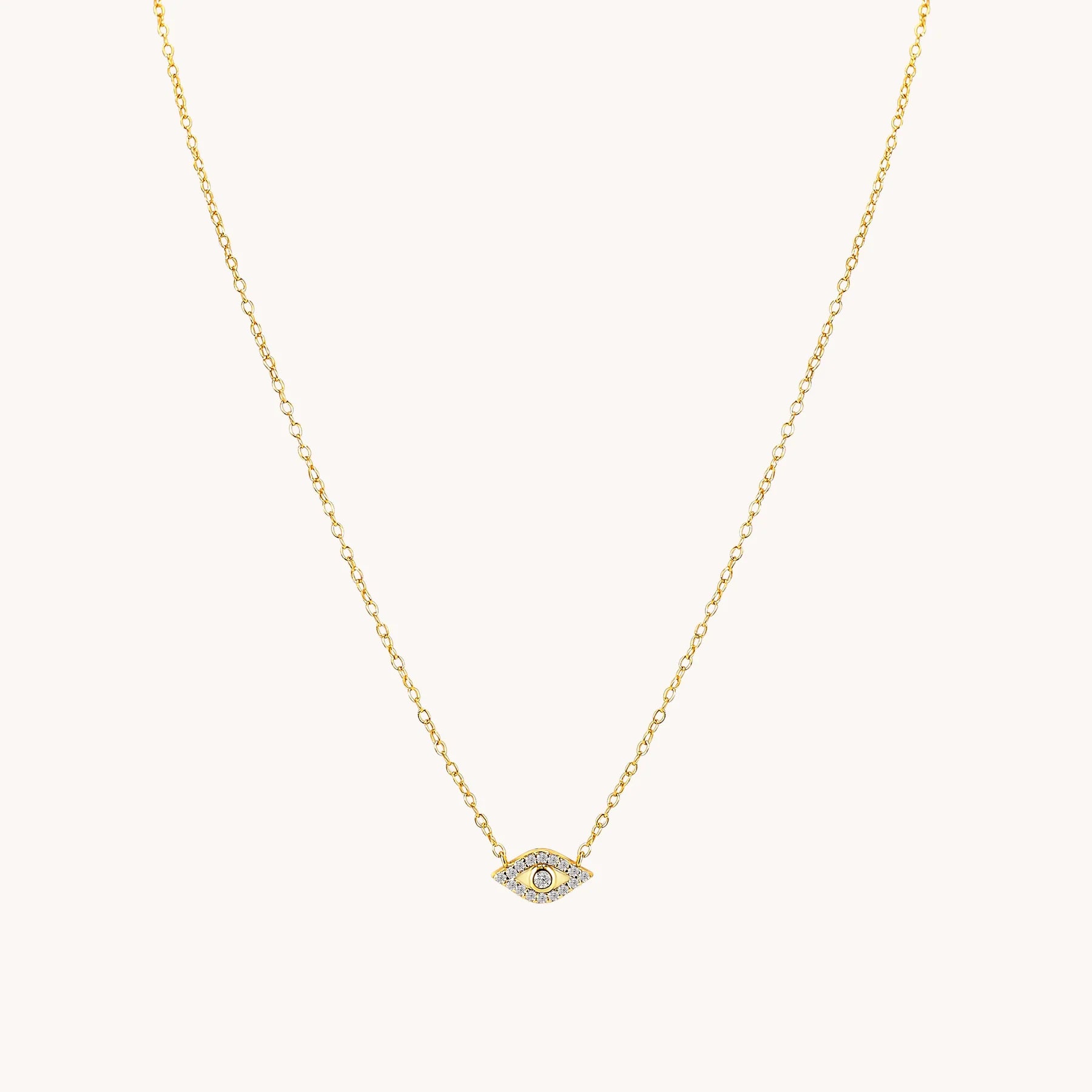 18k Solitaire Evil Eye Necklace - Little Words Project