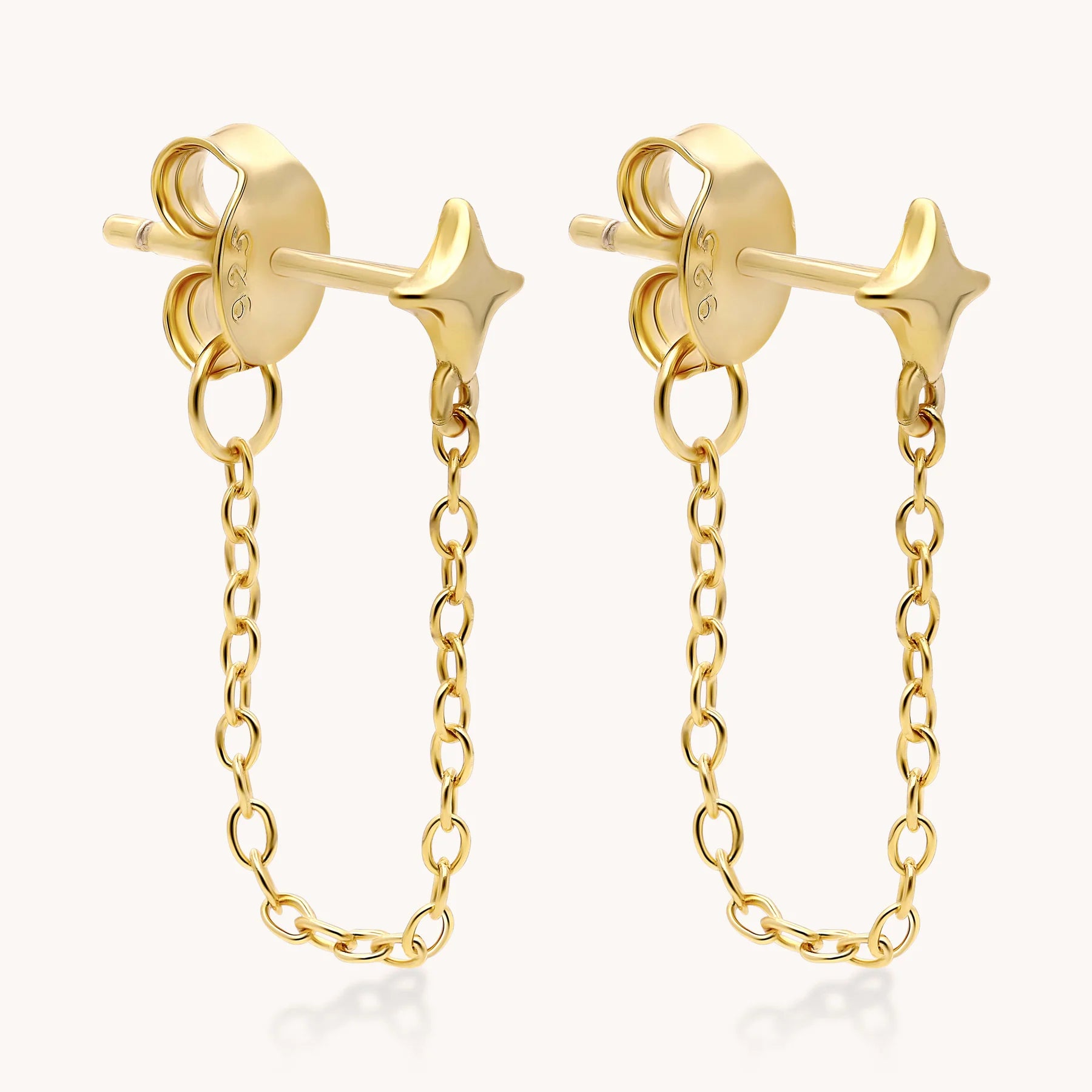 18k Vermeil Starburst Dangle Chain Earrings - Little Words Project