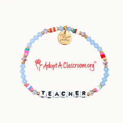 Blue bead bracelet by Little Words Project for Teachers.