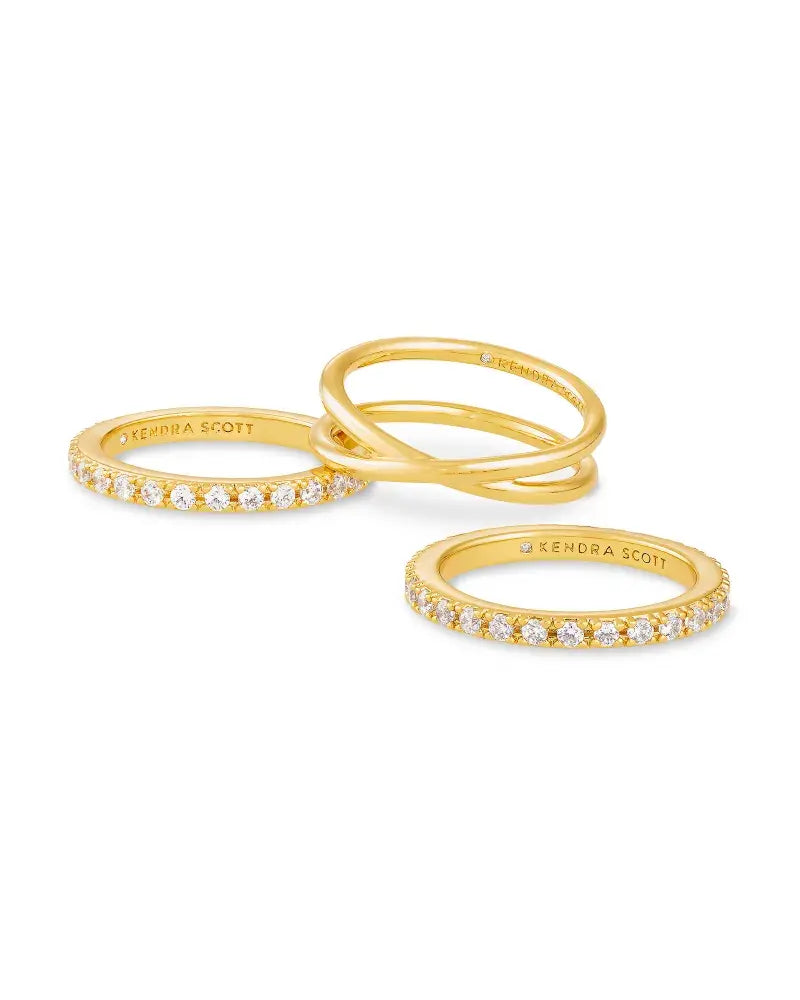 Livy Ring Set Of 3 Gold Metal - Size 6