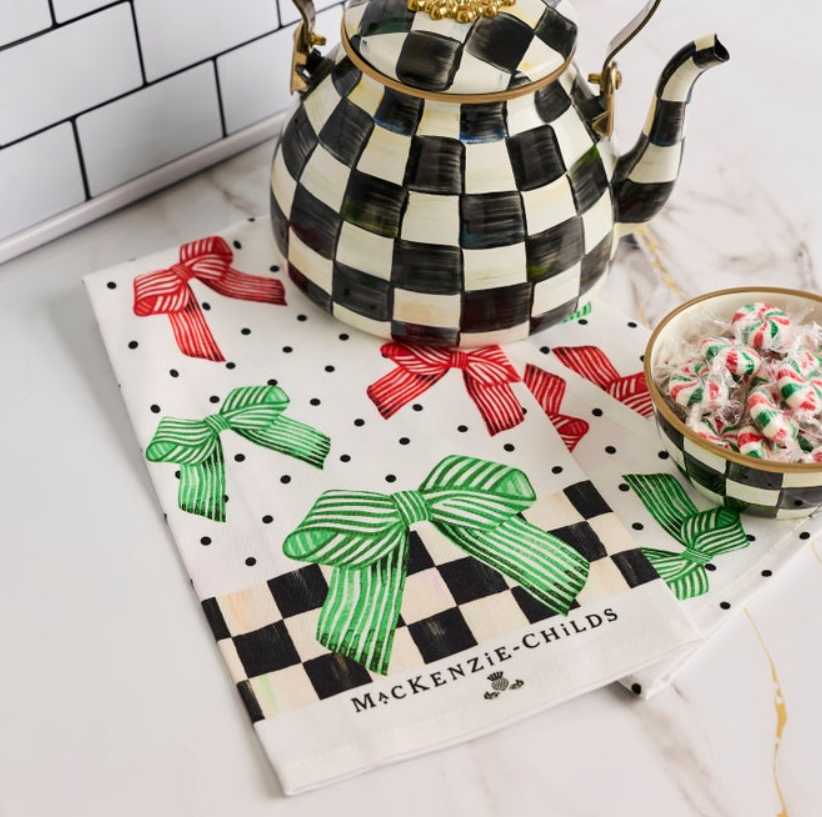 Holiday Bow Printed Dish Towel