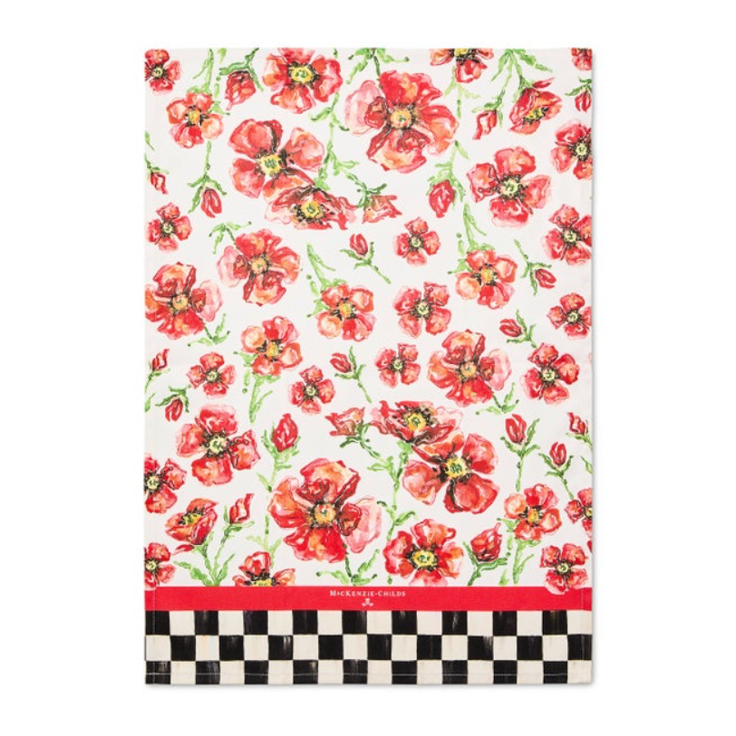Red Poppies Printed Dish Towel