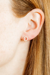 Lily Co Screwback Stud earrings in round with diamonds.