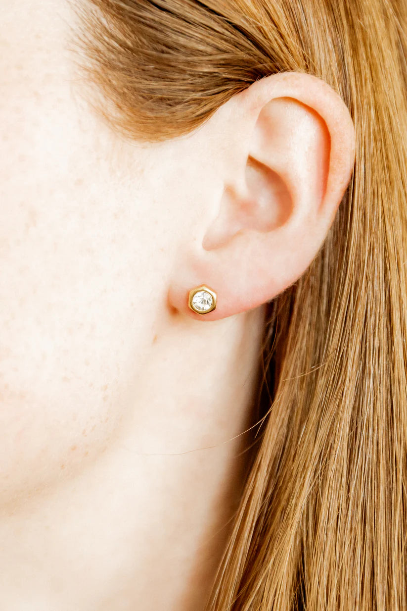 Lily Co Screwback Stud earrings with a diamond.