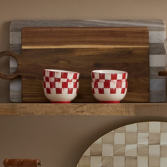 Cherry Check Breakfast Bowls, Set Of 4